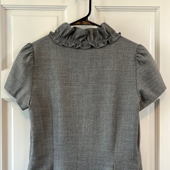 J. Crew Madeline Wool Blend Gray Ruffle Cap Short Sleeve Mini Dress - Size 2 - Picture 9 of 12